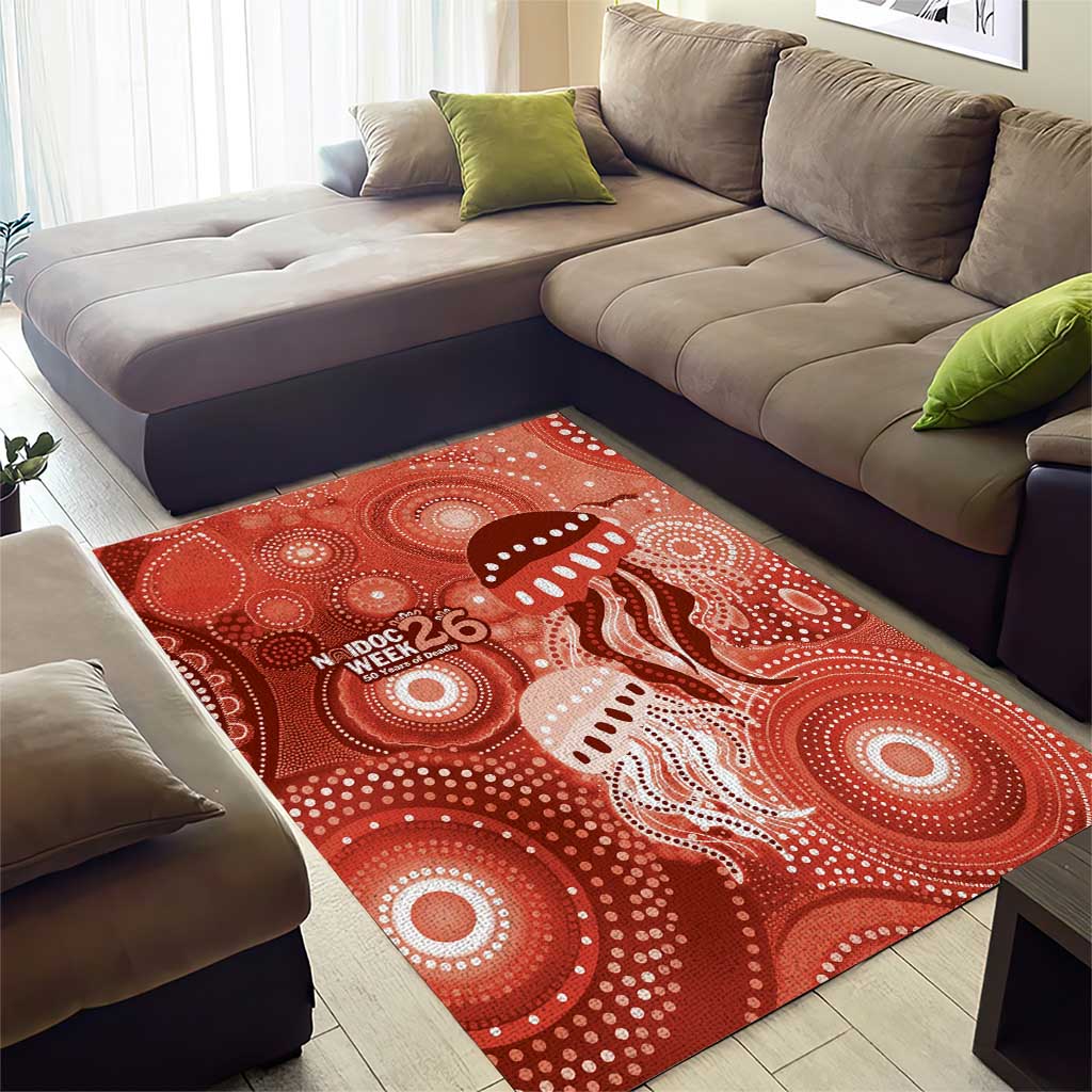 NAIDOC Deadly 50 Years Area Rug Jellyfish Aboriginal Culture Inspired Red