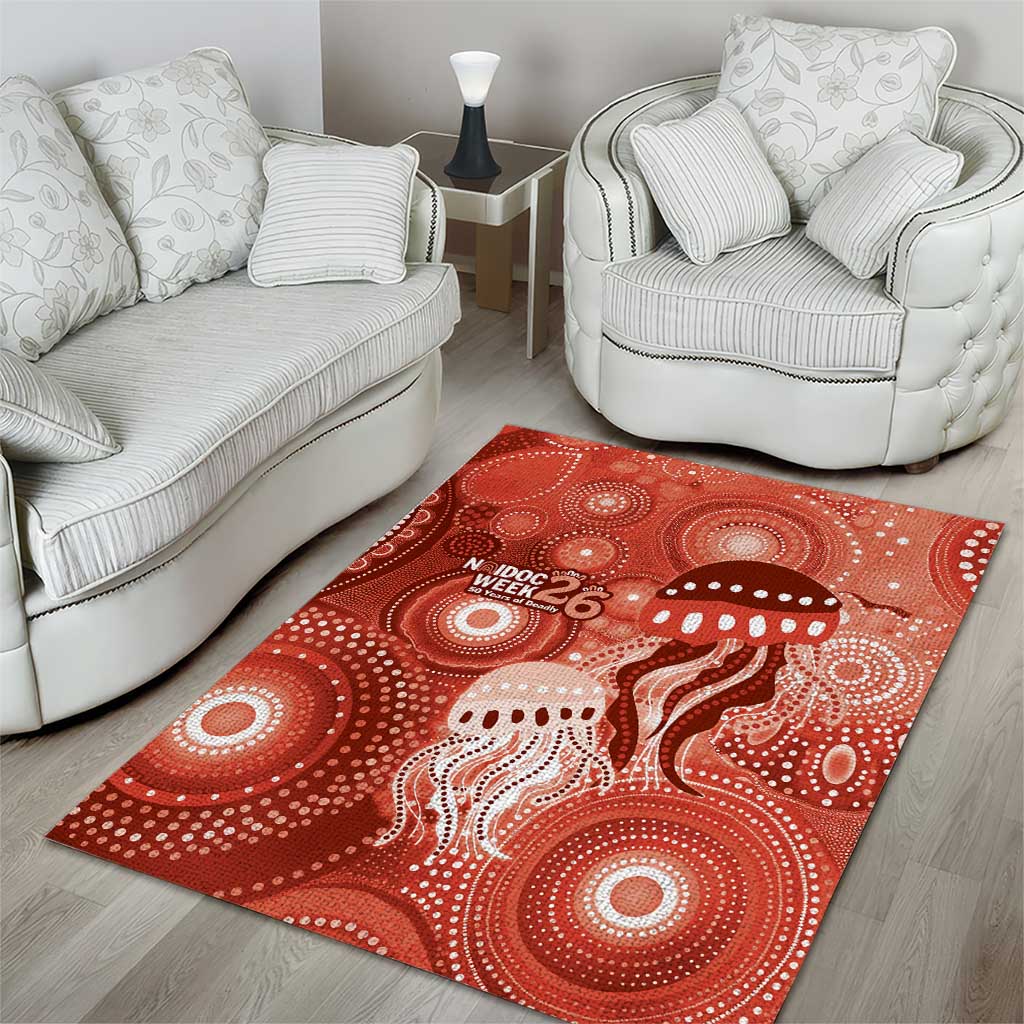 NAIDOC Deadly 50 Years Area Rug Jellyfish Aboriginal Culture Inspired Red