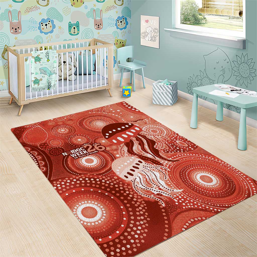 NAIDOC Deadly 50 Years Area Rug Jellyfish Aboriginal Culture Inspired Red