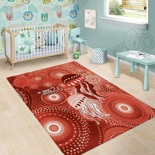 NAIDOC Deadly 50 Years Area Rug Jellyfish Aboriginal Culture Inspired Red