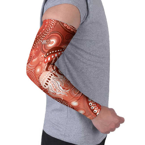 NAIDOC Deadly 50 Years Arm Sleeves Jellyfish Aboriginal Culture Inspired Red