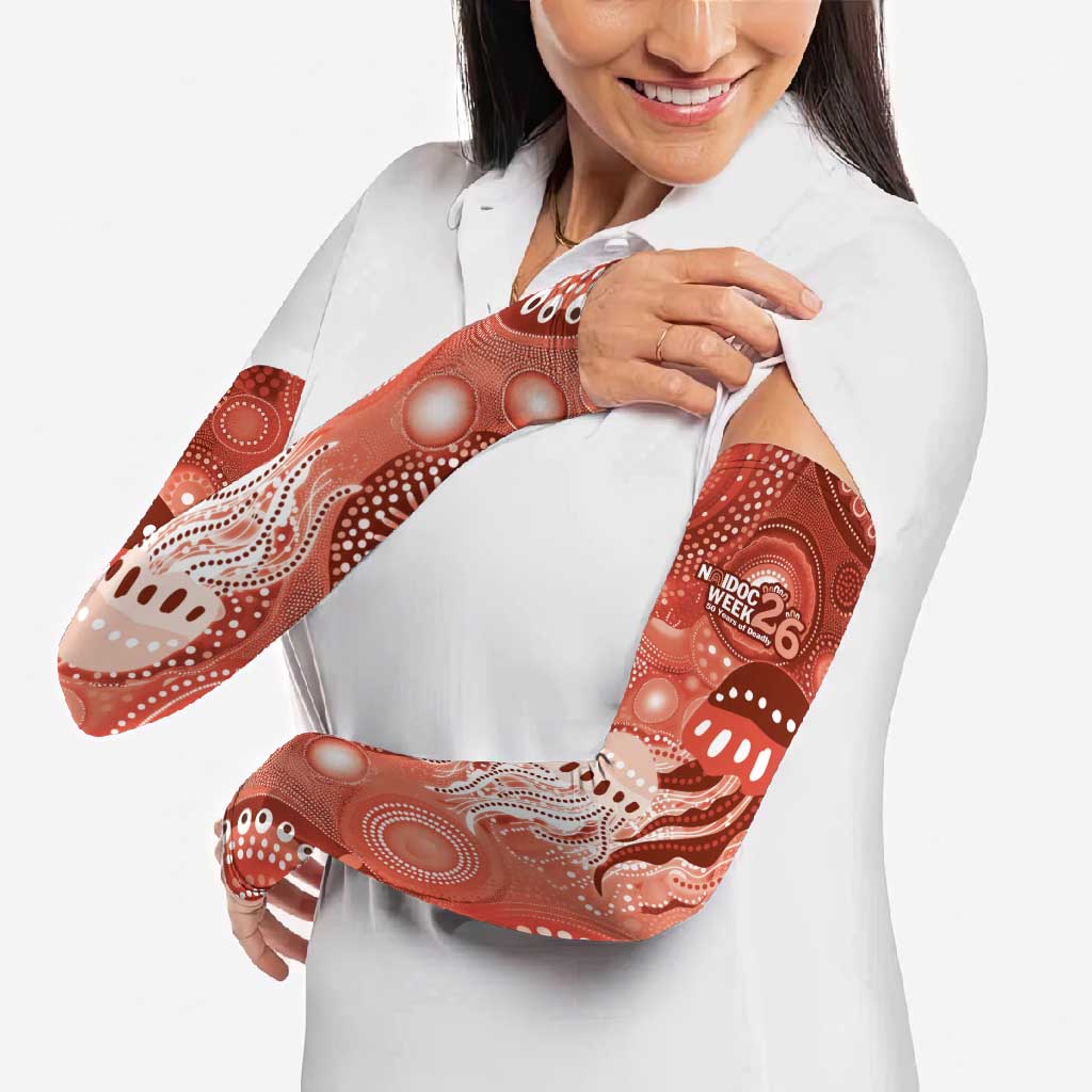 NAIDOC Deadly 50 Years Arm Sleeves Jellyfish Aboriginal Culture Inspired Red