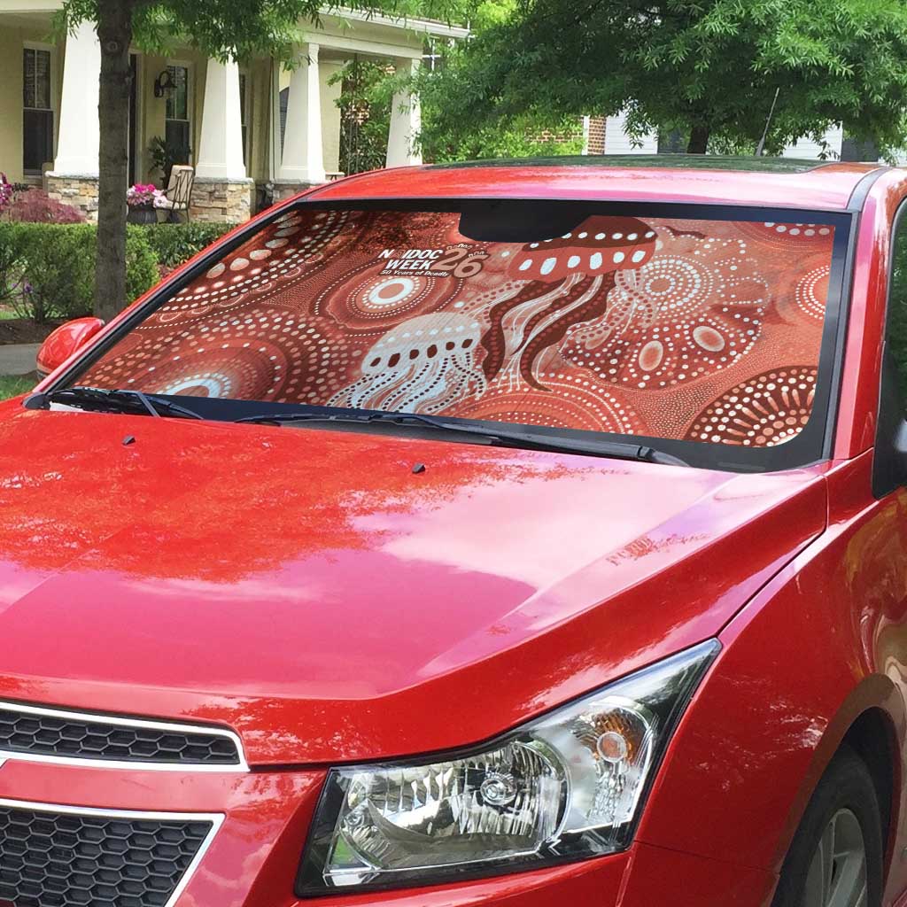 NAIDOC Deadly 50 Years Auto Sun Shade Jellyfish Aboriginal Culture Inspired Red