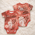 NAIDOC Deadly 50 Years Baby Onesie Jellyfish Aboriginal Culture Inspired Red