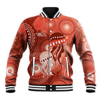 NAIDOC Deadly 50 Years Baseball Jacket Jellyfish Aboriginal Culture Inspired Red