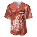 NAIDOC Deadly 50 Years Baseball Jersey Jellyfish Aboriginal Culture Inspired Red
