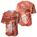 NAIDOC Deadly 50 Years Baseball Jersey Jellyfish Aboriginal Culture Inspired Red