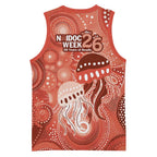 NAIDOC Deadly 50 Years Basketball Jersey Jellyfish Aboriginal Culture Inspired Red