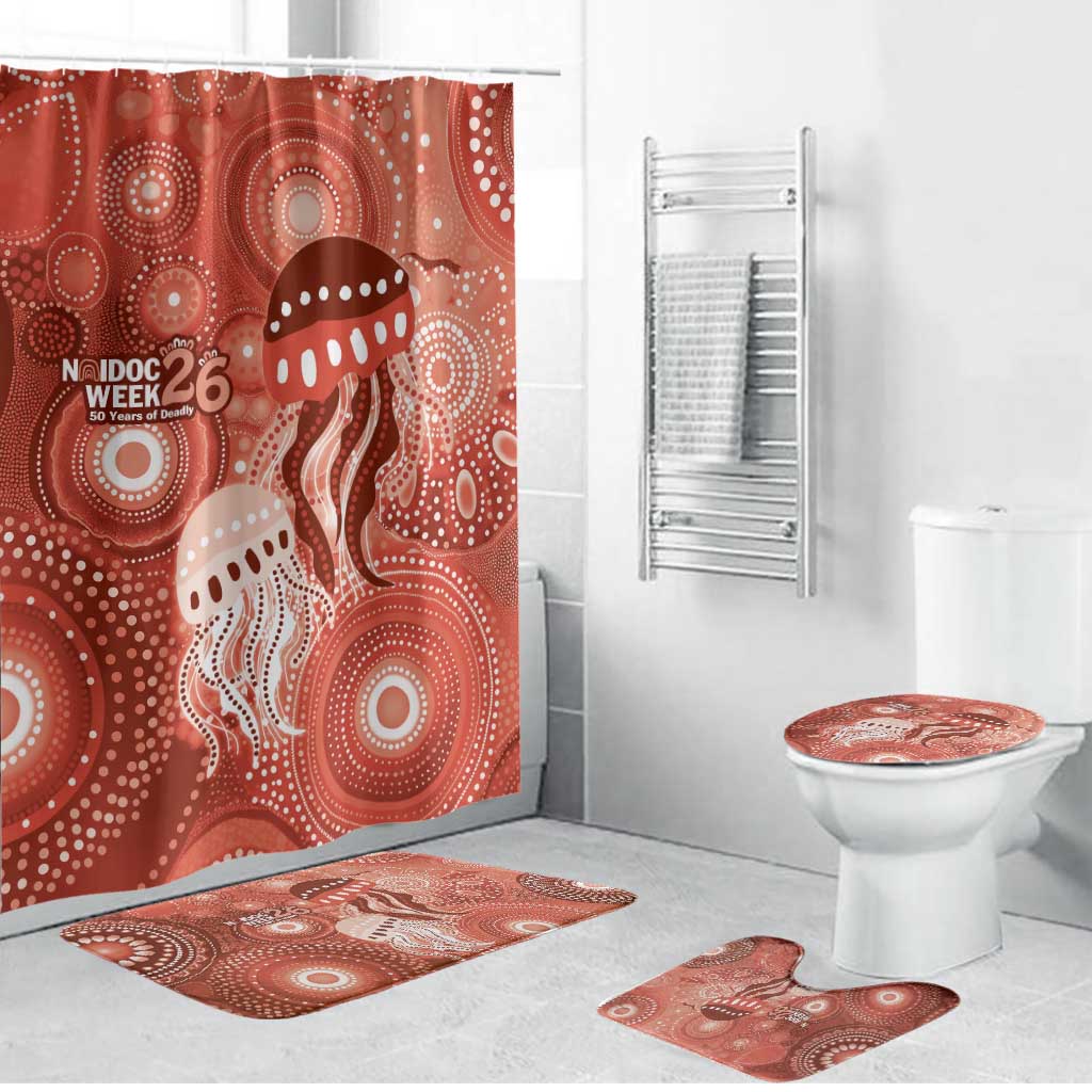 NAIDOC Deadly 50 Years Bathroom Set Jellyfish Aboriginal Culture Inspired Red