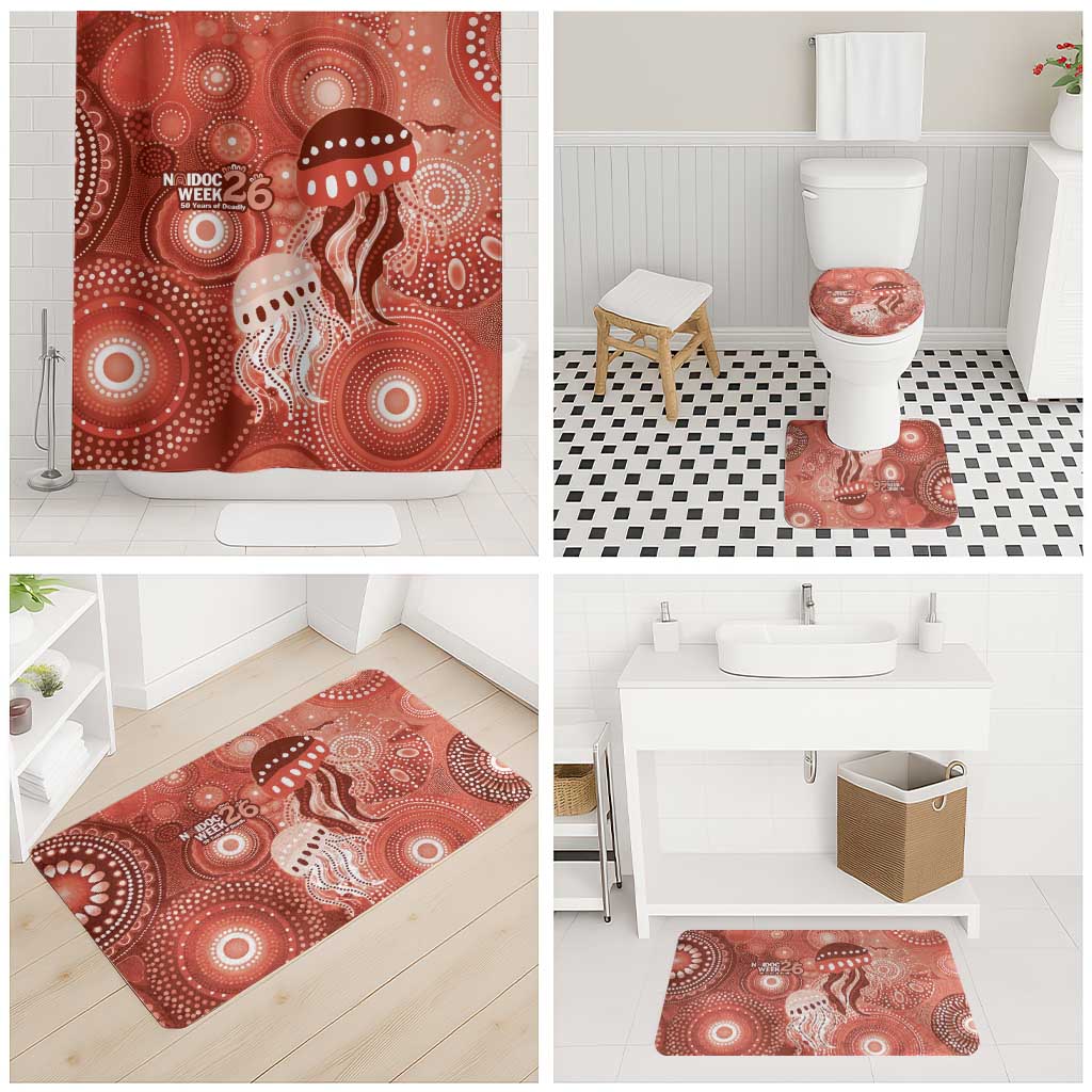 NAIDOC Deadly 50 Years Bathroom Set Jellyfish Aboriginal Culture Inspired Red