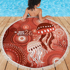 NAIDOC Deadly 50 Years Beach Blanket Jellyfish Aboriginal Culture Inspired Red