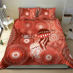 NAIDOC Deadly 50 Years Bedding Set Jellyfish Aboriginal Culture Inspired Red