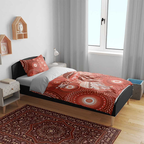 NAIDOC Deadly 50 Years Bedding Set Jellyfish Aboriginal Culture Inspired Red