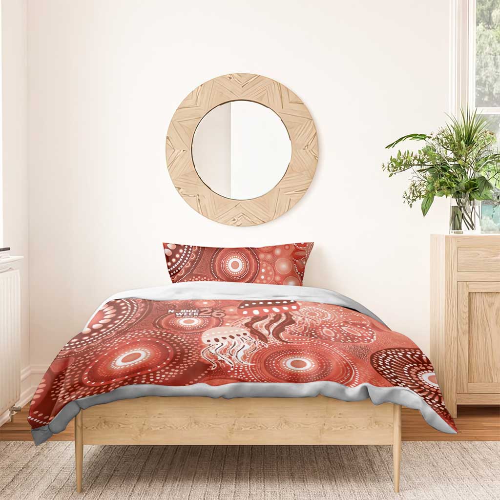 NAIDOC Deadly 50 Years Bedding Set Jellyfish Aboriginal Culture Inspired Red