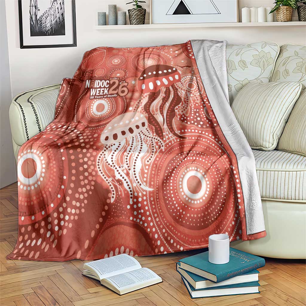 NAIDOC Deadly 50 Years Blanket Jellyfish Aboriginal Culture Inspired Red