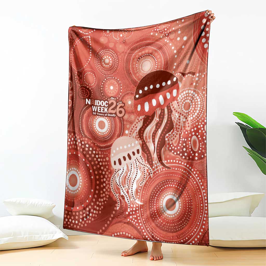 NAIDOC Deadly 50 Years Blanket Jellyfish Aboriginal Culture Inspired Red