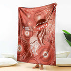 NAIDOC Deadly 50 Years Blanket Jellyfish Aboriginal Culture Inspired Red