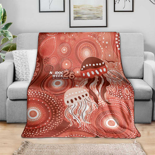 NAIDOC Deadly 50 Years Blanket Jellyfish Aboriginal Culture Inspired Red