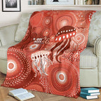 NAIDOC Deadly 50 Years Blanket Jellyfish Aboriginal Culture Inspired Red