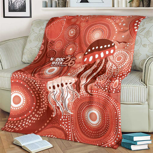 NAIDOC Deadly 50 Years Blanket Jellyfish Aboriginal Culture Inspired Red