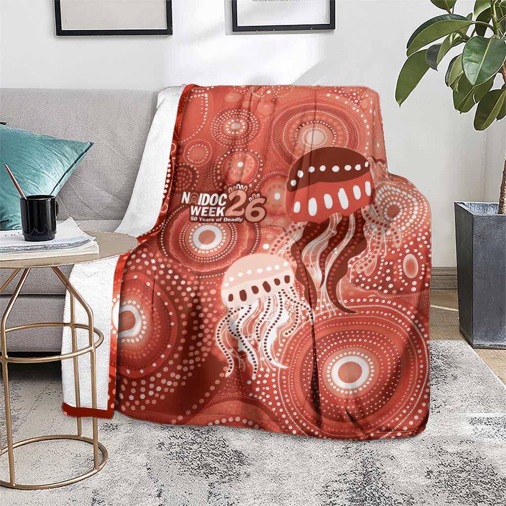 NAIDOC Deadly 50 Years Blanket Jellyfish Aboriginal Culture Inspired Red