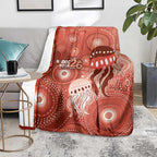 NAIDOC Deadly 50 Years Blanket Jellyfish Aboriginal Culture Inspired Red