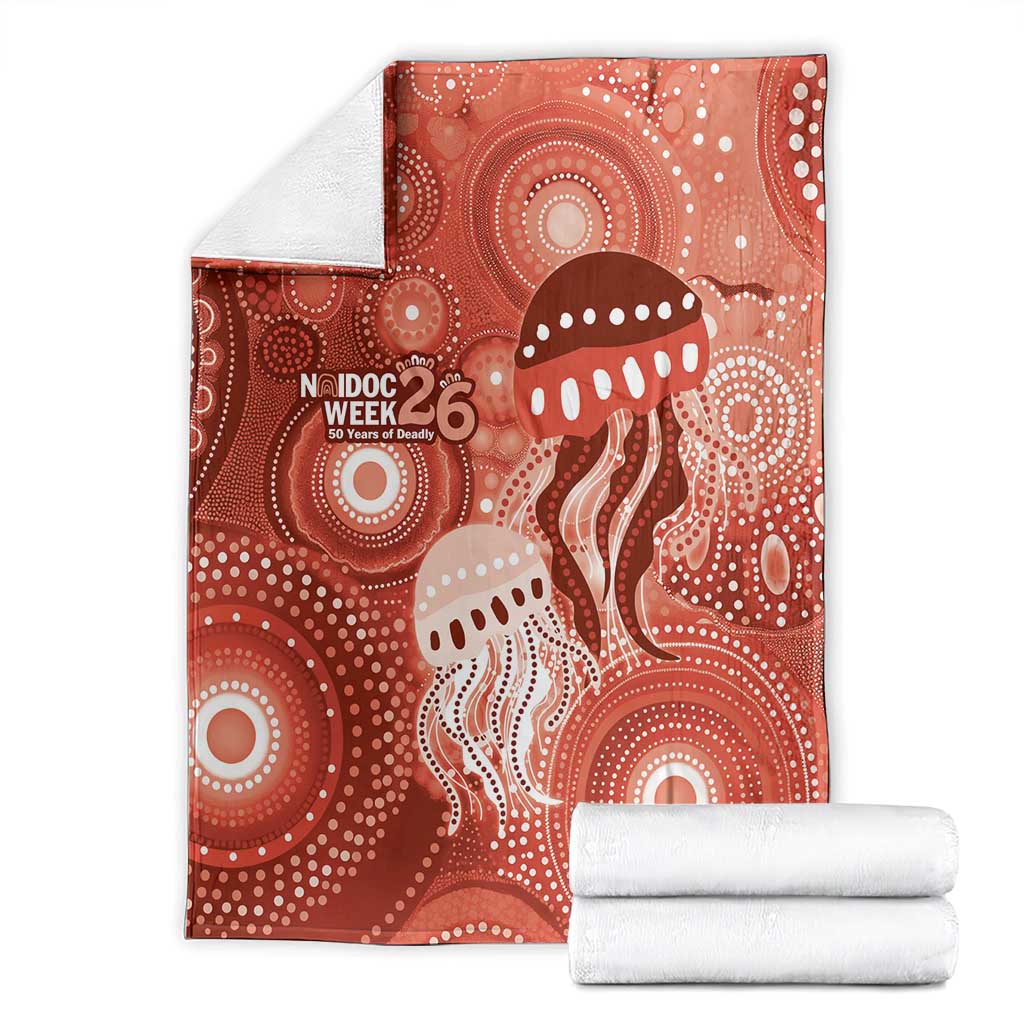 NAIDOC Deadly 50 Years Blanket Jellyfish Aboriginal Culture Inspired Red