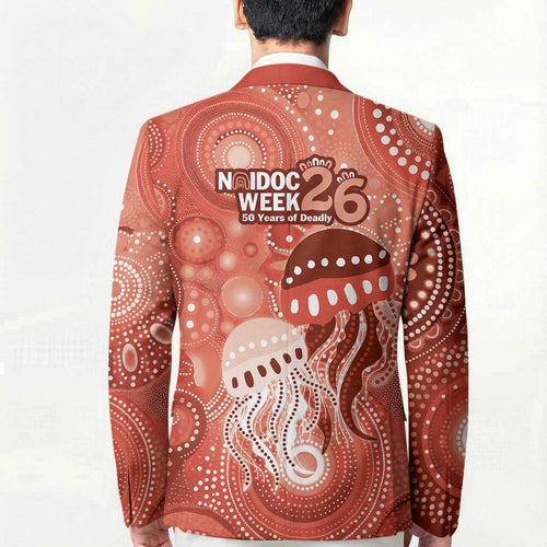 NAIDOC Deadly 50 Years Blazer Jellyfish Aboriginal Culture Inspired Red