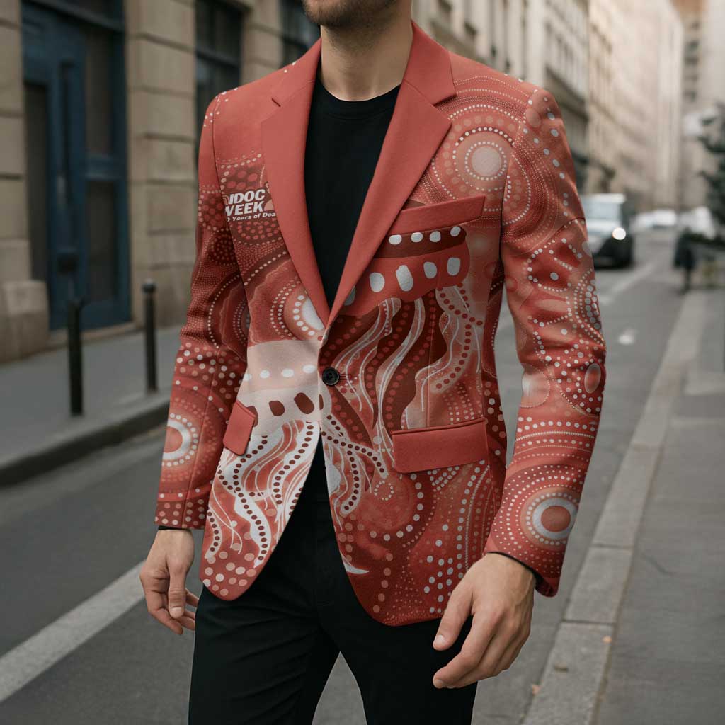 NAIDOC Deadly 50 Years Blazer Jellyfish Aboriginal Culture Inspired Red