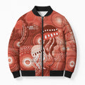 NAIDOC Deadly 50 Years Bomber Puffer Jacket Jellyfish Aboriginal Culture Inspired Red