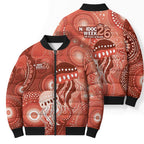 NAIDOC Deadly 50 Years Bomber Puffer Jacket Jellyfish Aboriginal Culture Inspired Red