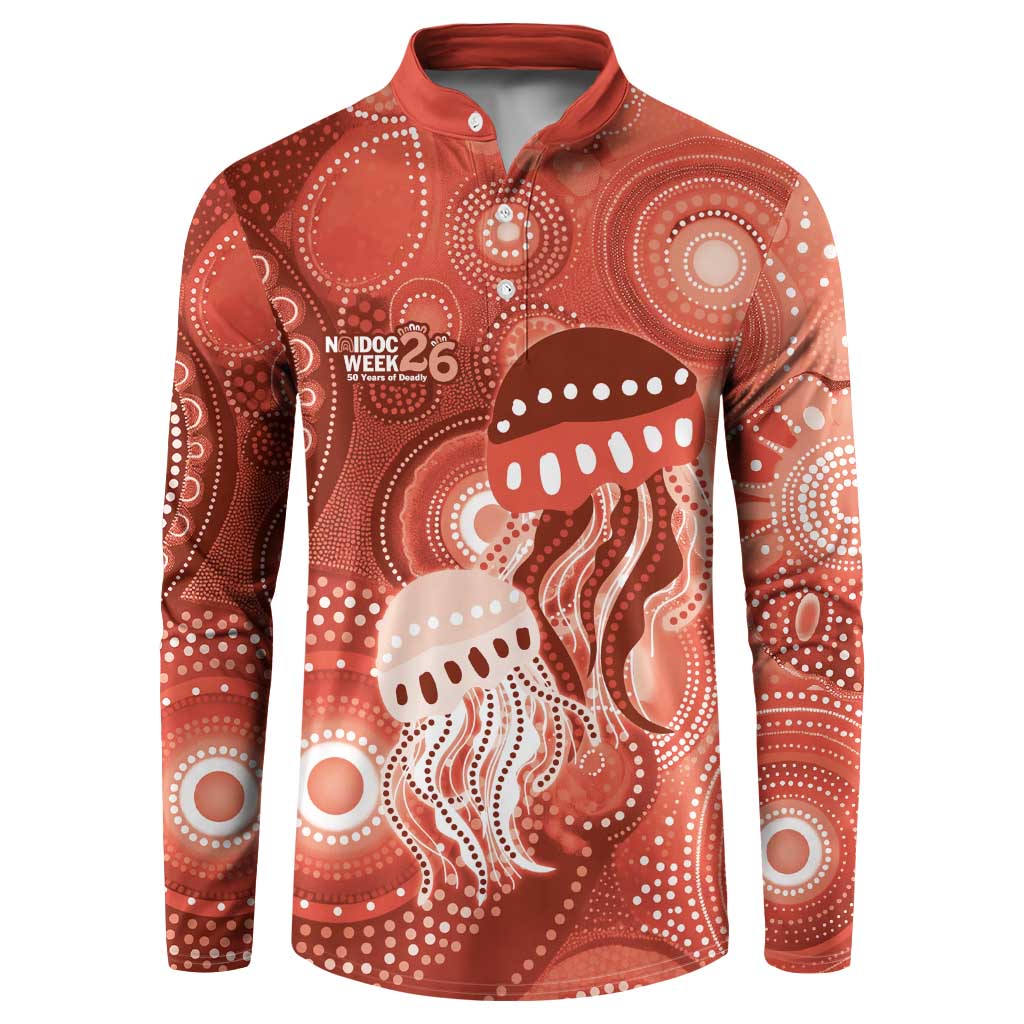 NAIDOC Deadly 50 Years Button Sweatshirt Jellyfish Aboriginal Culture Inspired Red