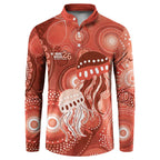 NAIDOC Deadly 50 Years Button Sweatshirt Jellyfish Aboriginal Culture Inspired Red