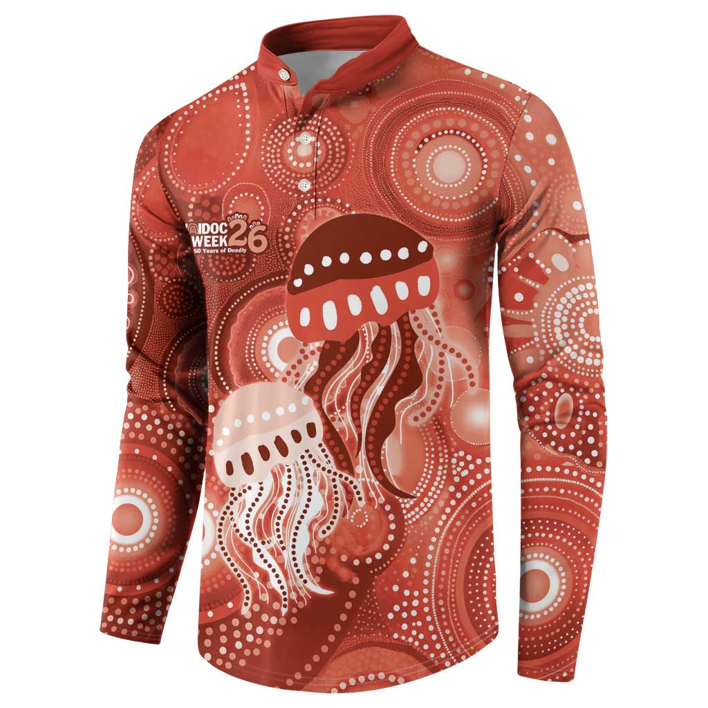 NAIDOC Deadly 50 Years Button Sweatshirt Jellyfish Aboriginal Culture Inspired Red