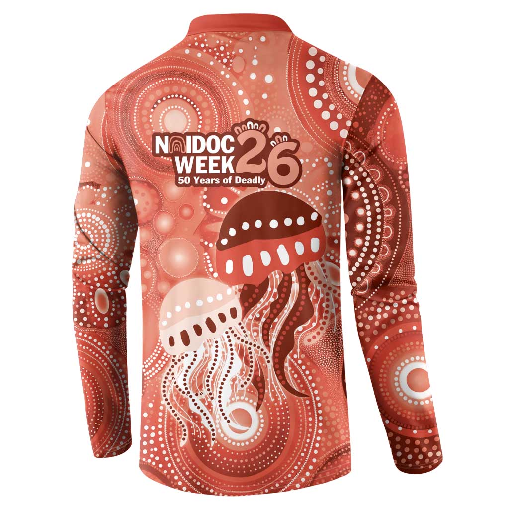 NAIDOC Deadly 50 Years Button Sweatshirt Jellyfish Aboriginal Culture Inspired Red