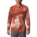NAIDOC Deadly 50 Years Button Sweatshirt Jellyfish Aboriginal Culture Inspired Red