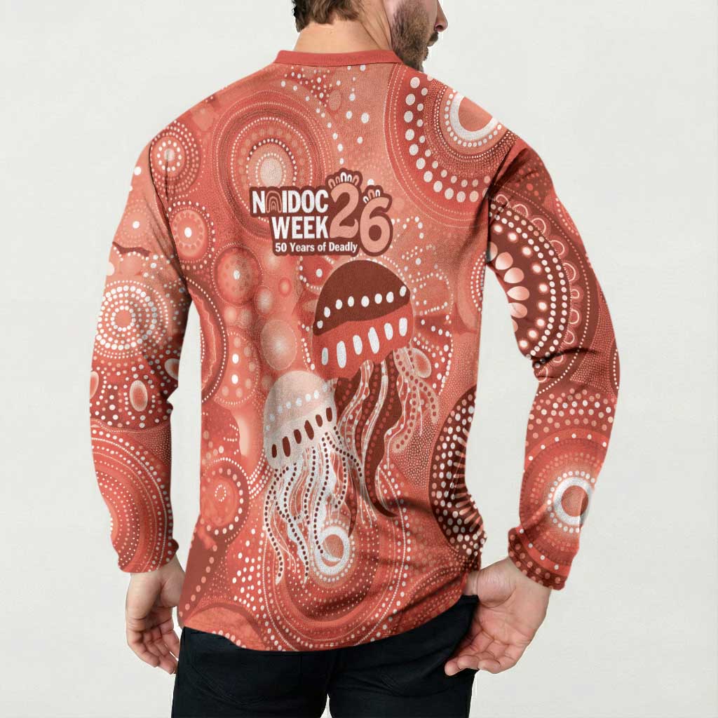 NAIDOC Deadly 50 Years Button Sweatshirt Jellyfish Aboriginal Culture Inspired Red