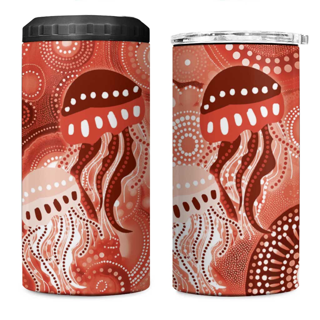 NAIDOC Deadly 50 Years 4 in 1 Can Cooler Tumbler Jellyfish Aboriginal Culture Inspired Red