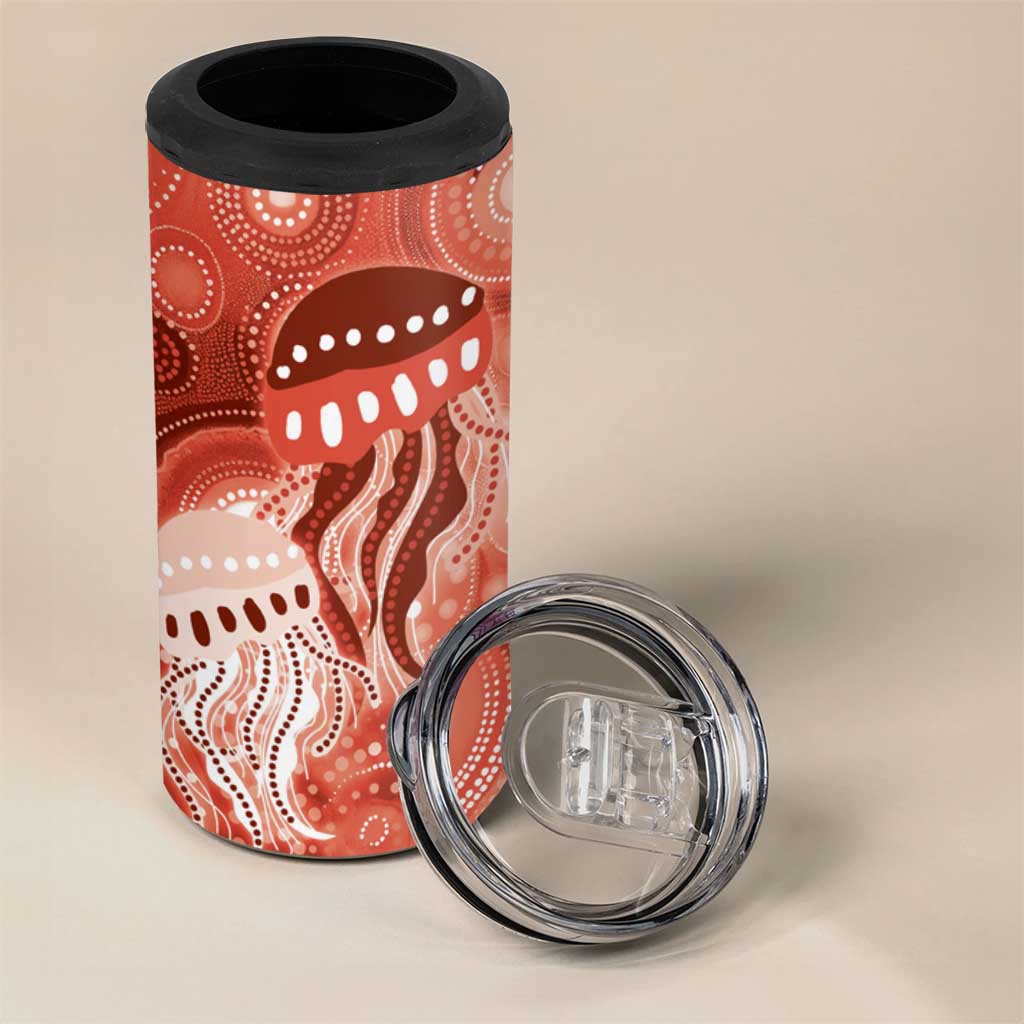 NAIDOC Deadly 50 Years 4 in 1 Can Cooler Tumbler Jellyfish Aboriginal Culture Inspired Red