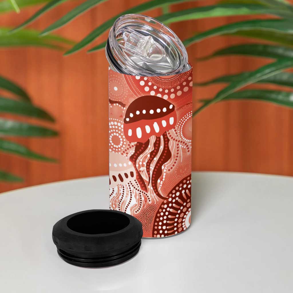 NAIDOC Deadly 50 Years 4 in 1 Can Cooler Tumbler Jellyfish Aboriginal Culture Inspired Red