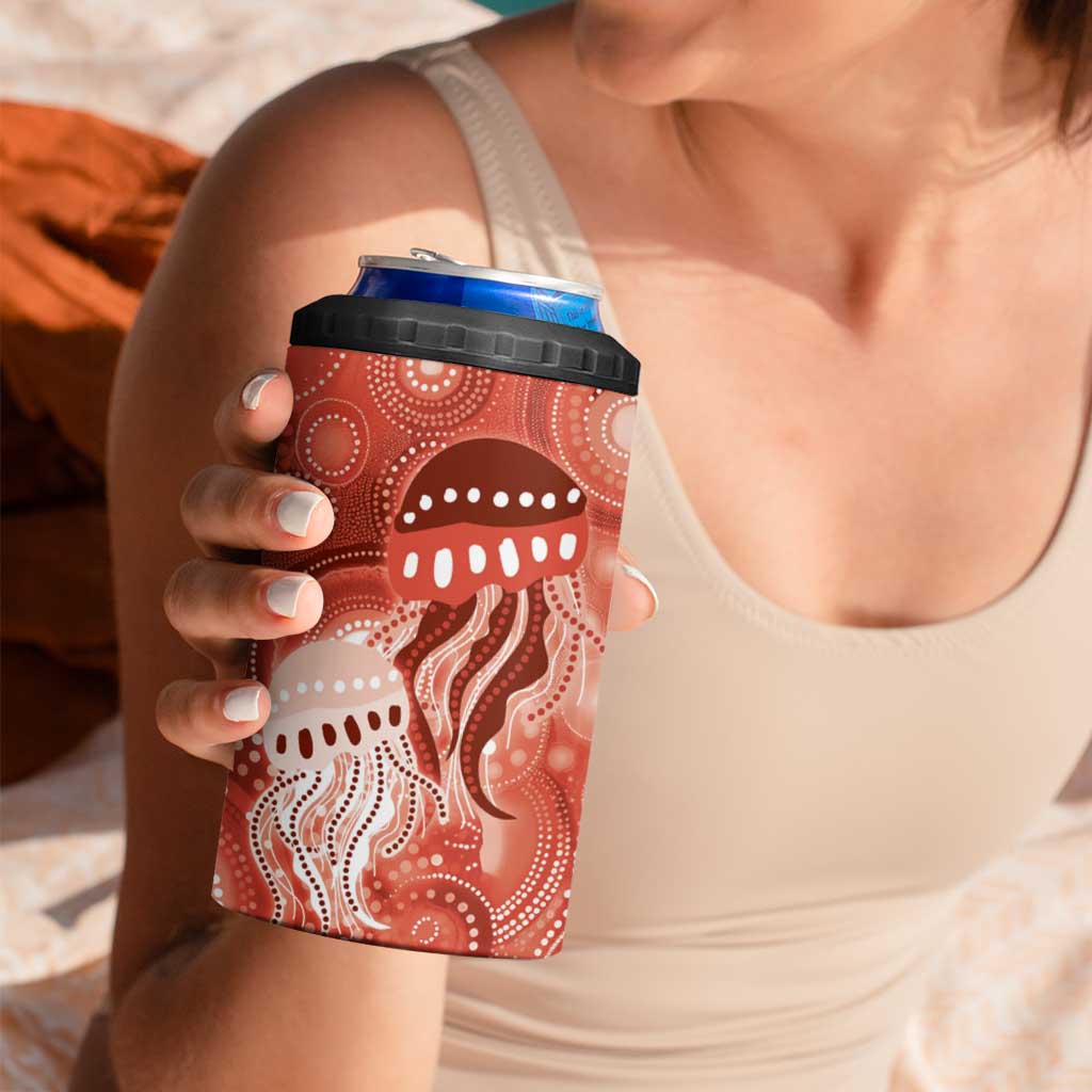 NAIDOC Deadly 50 Years 4 in 1 Can Cooler Tumbler Jellyfish Aboriginal Culture Inspired Red