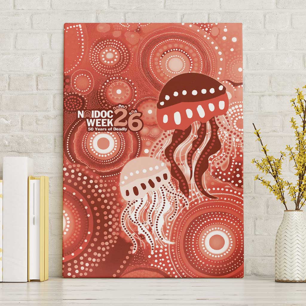 NAIDOC Deadly 50 Years Canvas Wall Art Jellyfish Aboriginal Culture Inspired Red