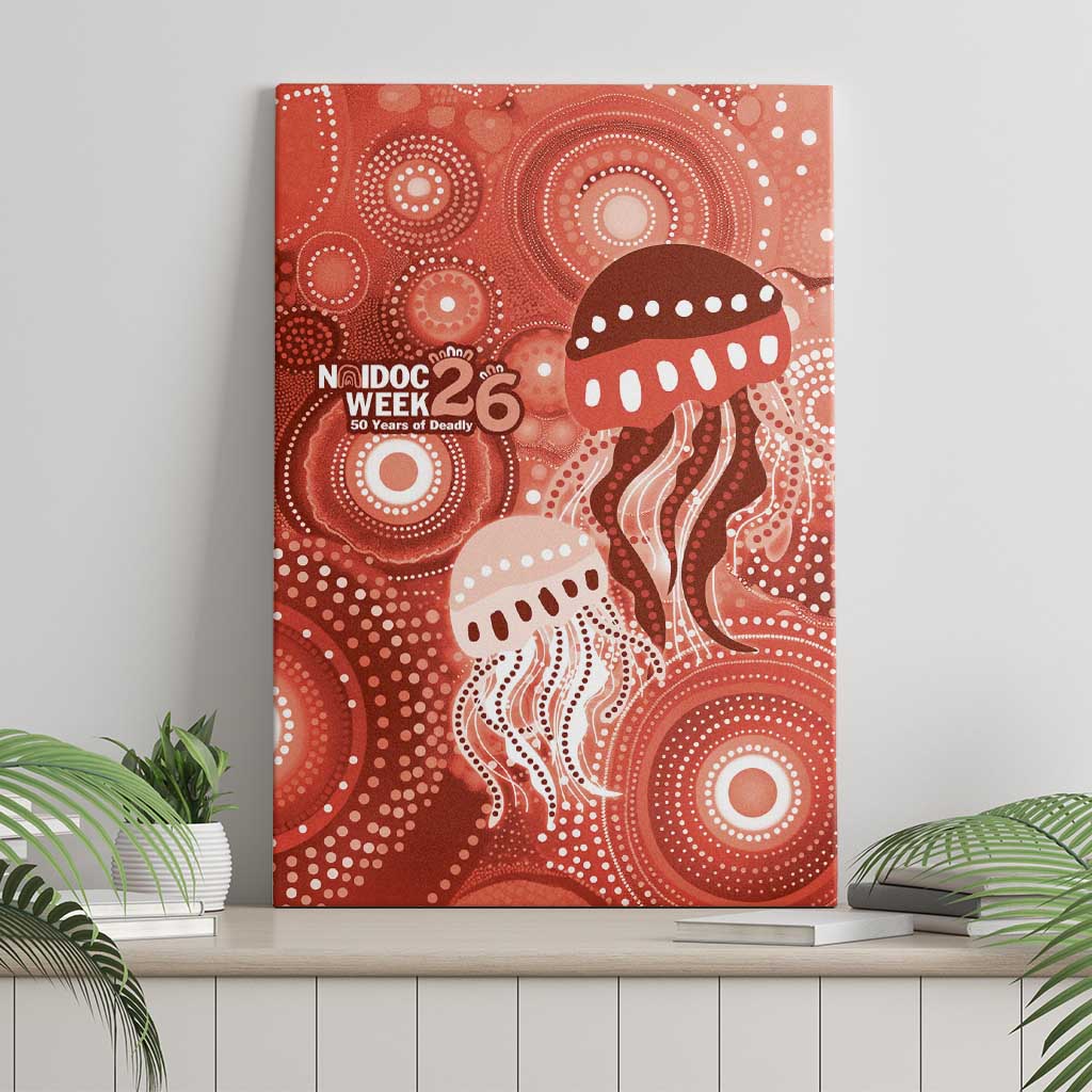 NAIDOC Deadly 50 Years Canvas Wall Art Jellyfish Aboriginal Culture Inspired Red
