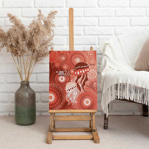 NAIDOC Deadly 50 Years Canvas Wall Art Jellyfish Aboriginal Culture Inspired Red