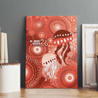 NAIDOC Deadly 50 Years Canvas Wall Art Jellyfish Aboriginal Culture Inspired Red