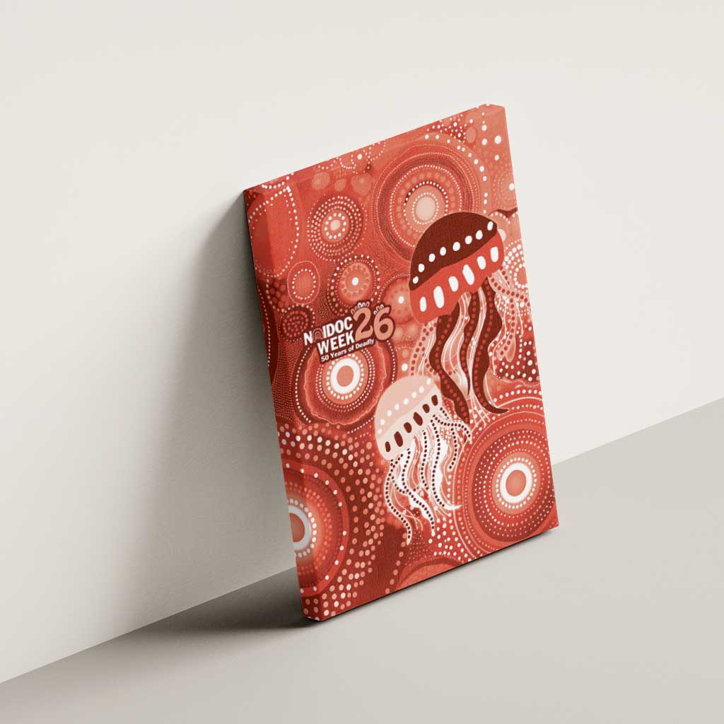 NAIDOC Deadly 50 Years Canvas Wall Art Jellyfish Aboriginal Culture Inspired Red