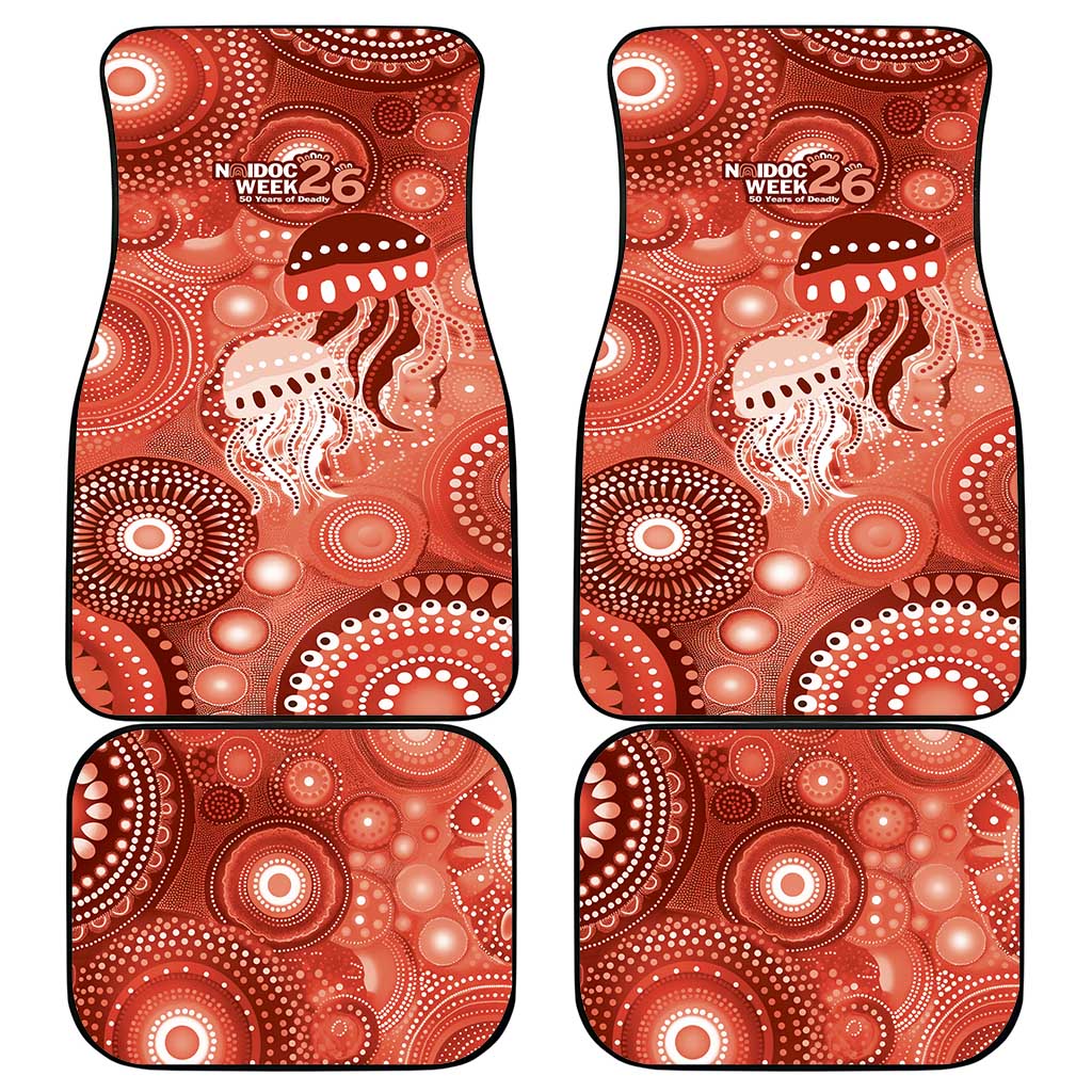 NAIDOC Deadly 50 Years Car Mats Jellyfish Aboriginal Culture Inspired Red