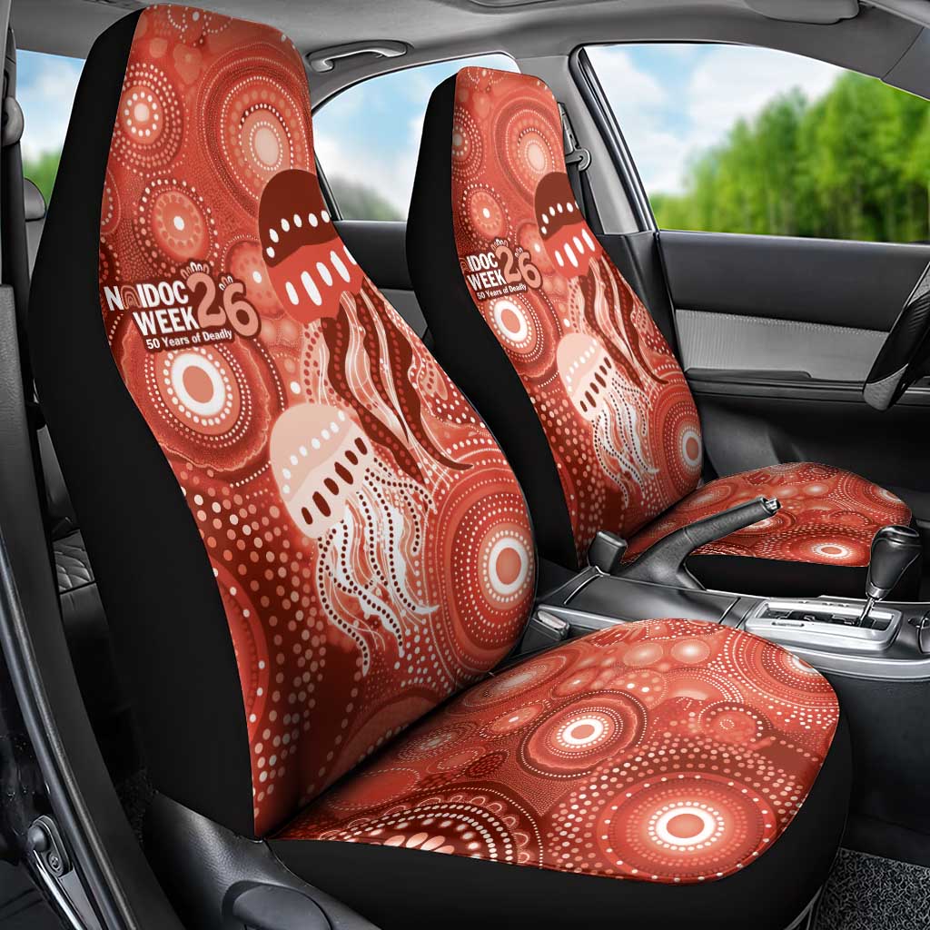 NAIDOC Deadly 50 Years Car Seat Cover Jellyfish Aboriginal Culture Inspired Red