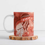 NAIDOC Deadly 50 Years Ceramic Mug Jellyfish Aboriginal Culture Inspired Red