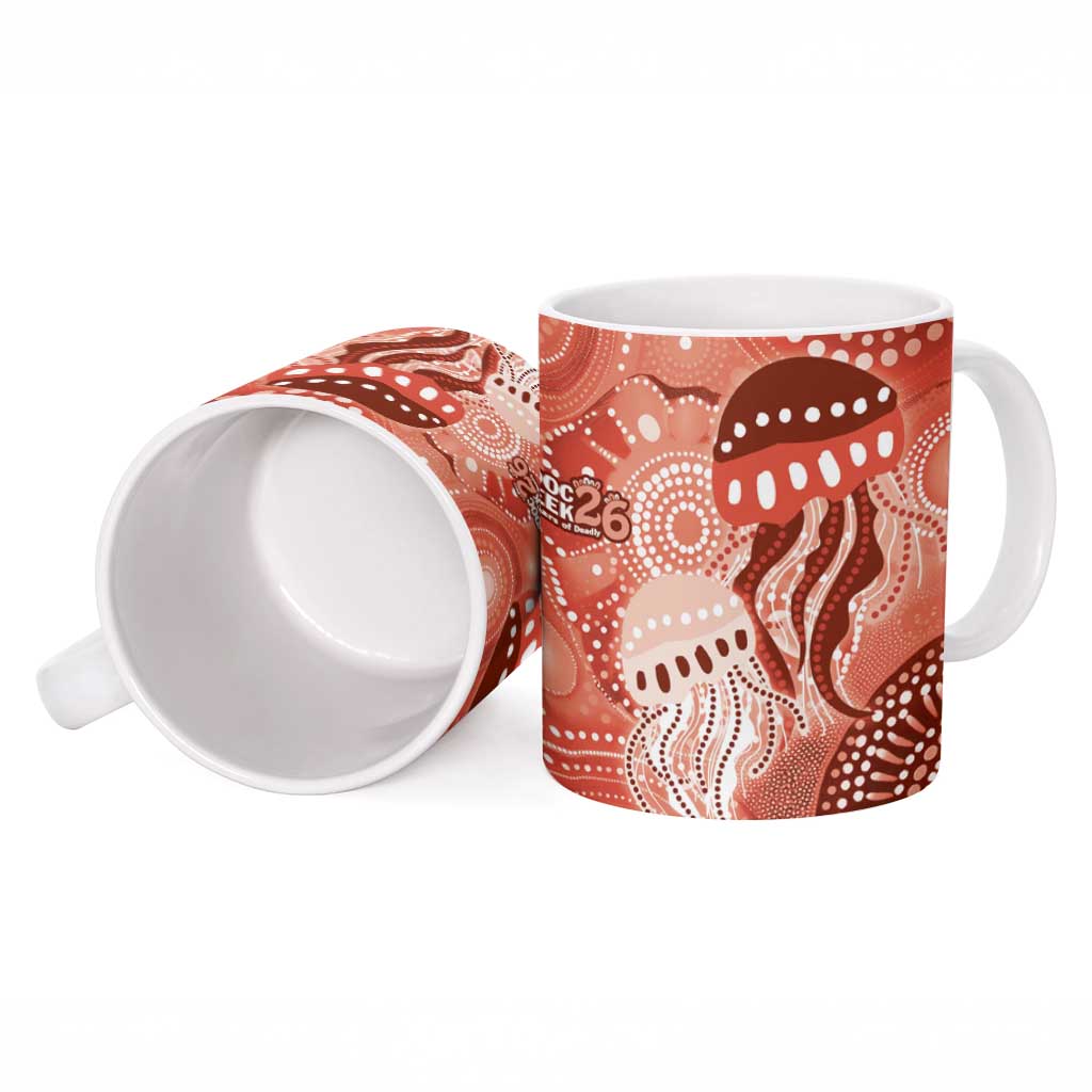 NAIDOC Deadly 50 Years Ceramic Mug Jellyfish Aboriginal Culture Inspired Red